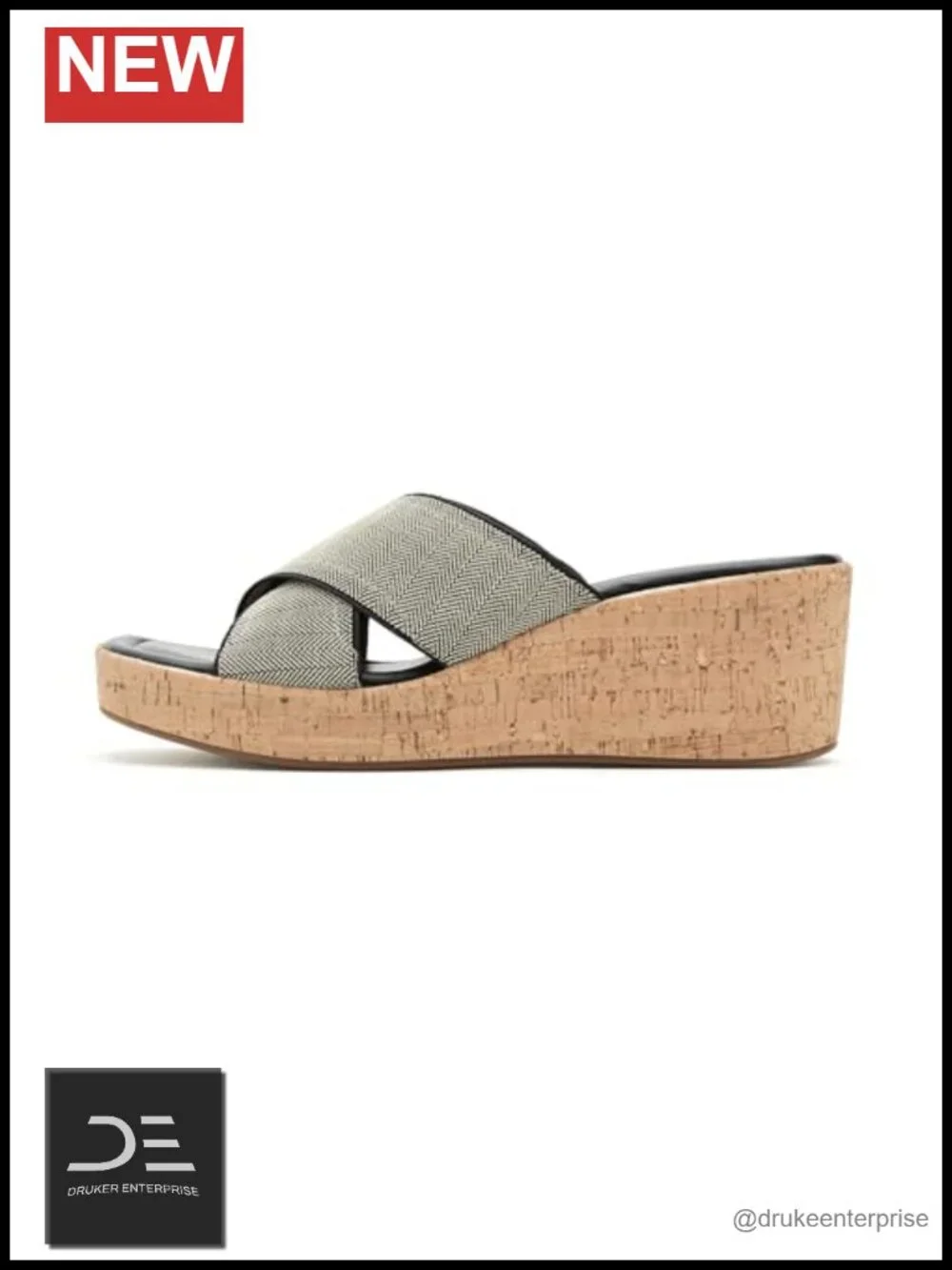 Women's Slip-On Square Toe Canvas Wedge Sandals with Cushioned Insole